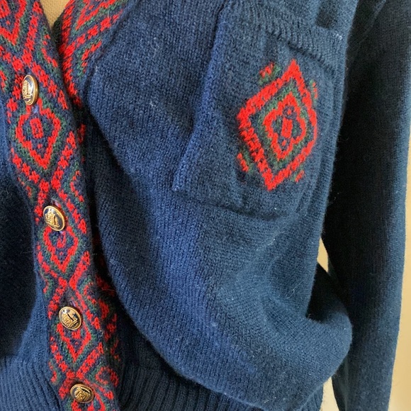 Vintage Pendleton wool cardigan sweater navy Size small - Picture 2 of 8